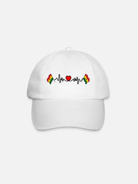Herzfrequenz-Cardio für Ghana - Baseballkappe - Weiß/Weiß