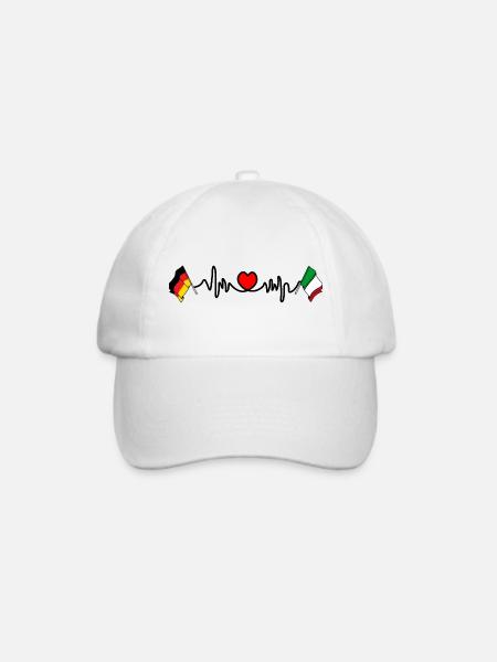 Cardioherz mit Flagge Deutschland und Flagge Italien - Baseballkappe - Weiß/Weiß