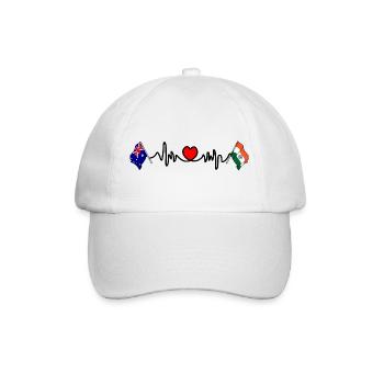 Flaggen Australien Cardio-Herz mit Flagge Indien - Baseballkappe - Weiß/Weiß - Vorne