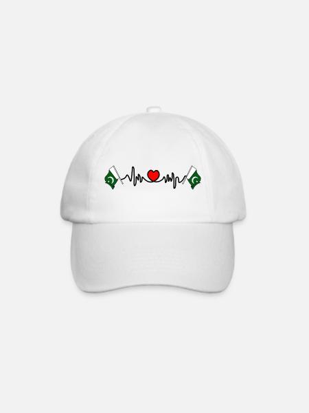 Herzfrequenz-Cardio für Pakistan - Baseballkappe - Weiß/Weiß