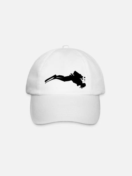 Taucher mit Luftblasen Unterwasser - Baseballkappe - Weiß/Weiß