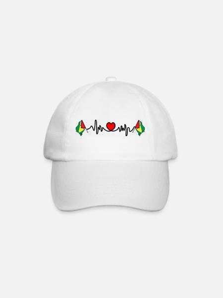 Herzfrequenz-Cardio für Guyana - Baseballkappe - Weiß/Weiß