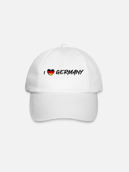 I Love Germany Deutschlandflagge Herz - Baseballkappe - Weiß/Weiß