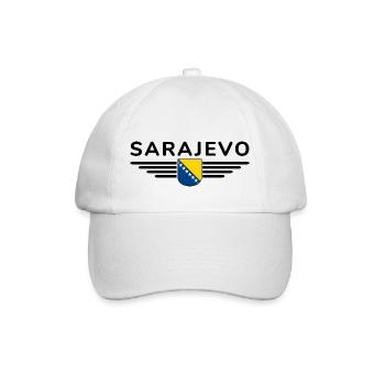Sarajevo Bosnien Fan T-Shirt - Baseballkappe - Weiß/Weiß - Vorne
