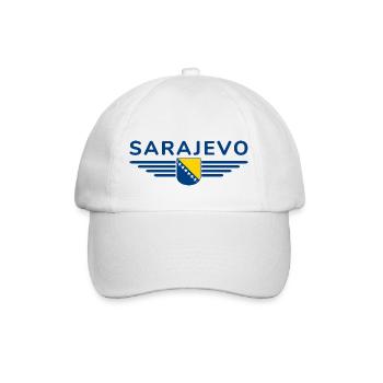 Sarajevo Bosnien Fan T-Shirt - Baseballkappe - Weiß/Weiß - Vorne