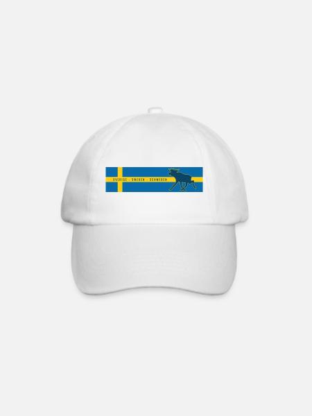 Schweden - Sverige - Sweden - Elch - Baseballkappe - Weiß/Weiß