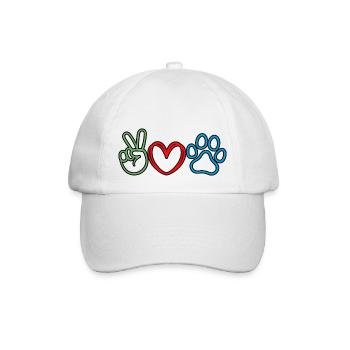 Friede. Ich liebe Hunde. - Baseballkappe - Weiß/Weiß - Vorne