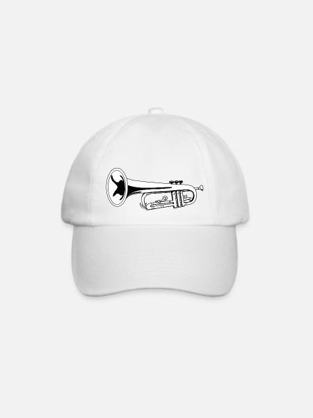 Trompete Zeichnung - Baseballkappe - Weiß/Weiß