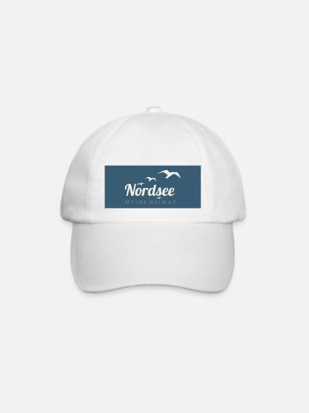 Nordsee Vögel Silhouette Design Schriftzug - Baseballkappe - Weiß/Weiß