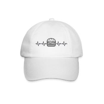 Hamburger Burger EKG Herzschlag Herzfrequenz - Baseballkappe - Weiß/Weiß - Vorne