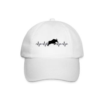 Stier Spanien Spanisch EKG Herzschlag - Baseballkappe - Weiß/Weiß - Vorne