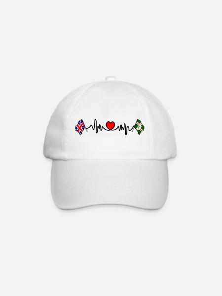 Nottinghamshire & UK Heartbeat - Baseballkappe - Weiß/Weiß