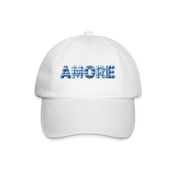 Amore Eisblau Schriftzug Patchwork Trend - Baseballkappe - Weiß/Weiß - Vorne