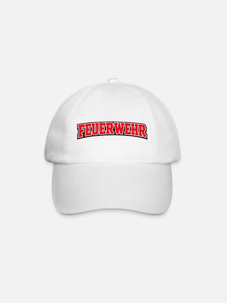 Feuerwehr Schriftzug Rot Weiß Outline - Baseballkappe - Weiß/Weiß