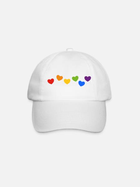 Regenbogenherzen Stolz - Baseballkappe - Weiß/Weiß