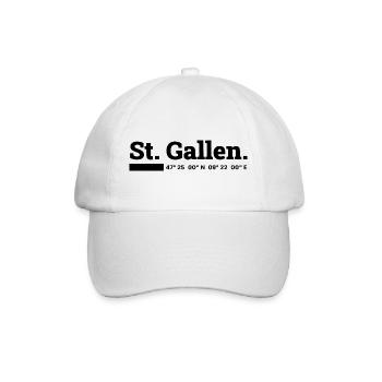 St Gallen Koordinaten - Baseballkappe - Weiß/Weiß - Vorne