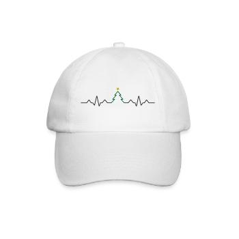 Weihnachtsbaum Herzschlag EKG Weihnachten - Baseballkappe - Weiß/Weiß - Vorne