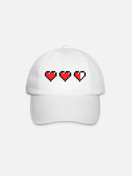 Pixel Herz - Baseballkappe - Weiß/Weiß