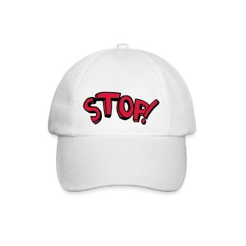 Stop Stehen Bleiben Comic Spruch - Baseballkappe - Weiß/Weiß - Vorne