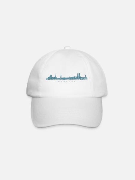 München Skyline (Vintage/Blau) - Baseballkappe - Weiß/Weiß