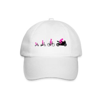 Evolution Frau Auf Motorrad Supersportler Design - Baseballkappe - Weiß/Weiß - Vorne