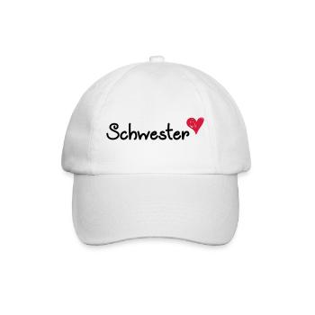 Schwester - Schwesterherz - Baseballkappe - Weiß/Weiß - Vorne