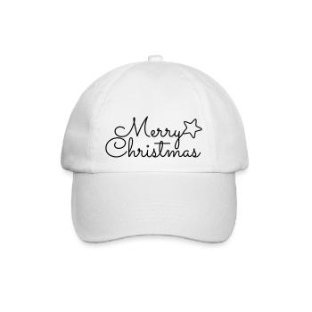 Frohe Weihnachten Schreibschrift Merry Christmas - Baseballkappe - Weiß/Weiß - Vorne