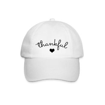 Thankful - Herz Dankbarkeit Dankbar - Baseballkappe - Weiß/Weiß - Vorne