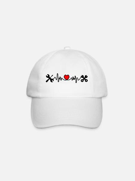 Werkzeuge mit Herzkardiogramm - Baseballkappe - Weiß/Weiß