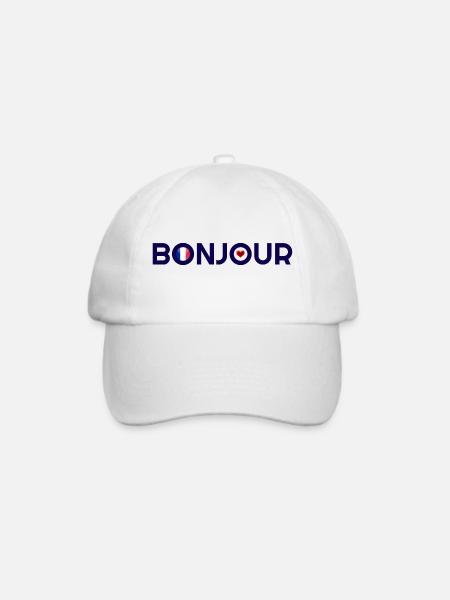 Bonjour, Französisch Bonjour, Bonjour Hoodies,Hallo - Baseballkappe - Weiß/Weiß