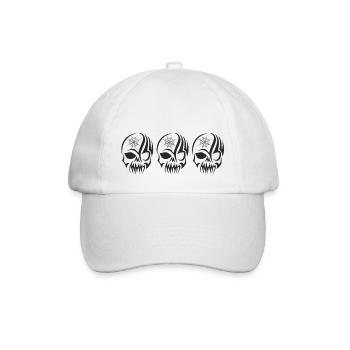 Schädel, gruselige Schädel, Schädel-t-Shirts, Schädel Hoodies - Baseballkappe - Weiß/Weiß - Vorne