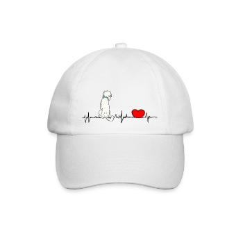 Doodle Herzlinie - heartbeat Doodle - Baseballkappe - Weiß/Weiß - Vorne