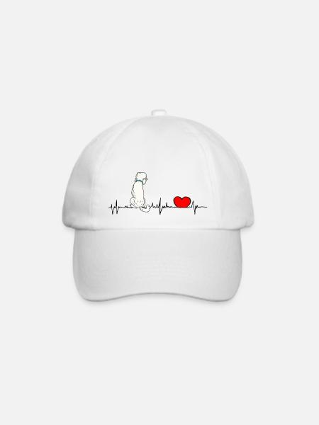 Doodle Herzlinie - heartbeat Doodle - Baseballkappe - Weiß/Weiß