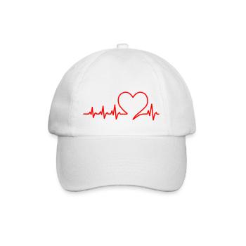 Herz Herzschlag Puls Frequenz Liebe Valentinstag - Baseballkappe - Weiß/Weiß - Vorne