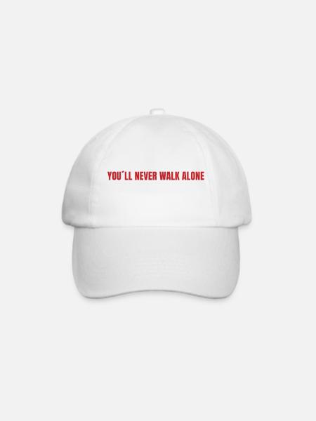 You will never walk alone (rot) - Baseballkappe - Weiß/Weiß