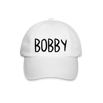 Bobby Custom Name Schriftart Text Geburtstag - Baseballkappe - Weiß/Weiß - Vorne