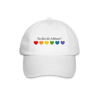 Regenbogenherzchen Du bist die Schoenste - Baseballkappe - Weiß/Weiß - Vorne