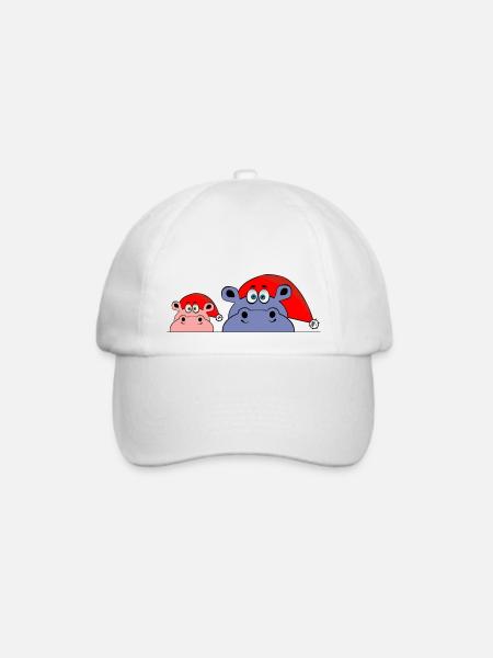 weihnachten christmas hippo geschenk geschenkidee - Baseballkappe - Weiß/Weiß