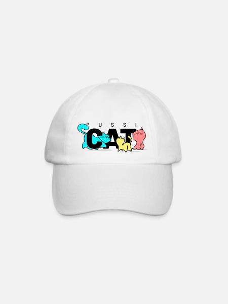 pussi cats schwarz - Baseballkappe - Weiß/Weiß