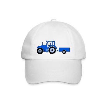 Traktor mit Anhänger blau - Baseballkappe - Weiß/Weiß - Vorne