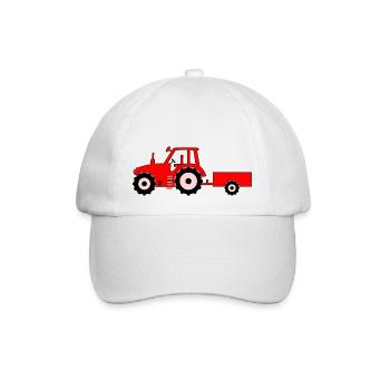 Traktor mit Anhänger rot - Baseballkappe - Weiß/Weiß - Vorne