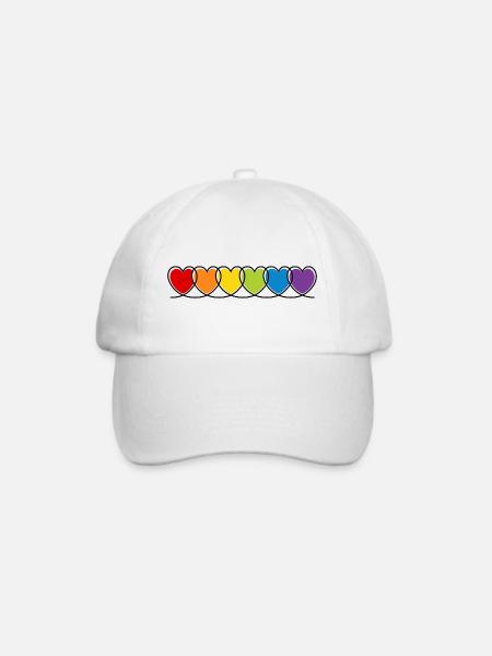 LGBT CSD LGBTQ+ HERZ REGENBOGEN HERZEN PRIDE MONTH - Baseballkappe - Weiß/Weiß
