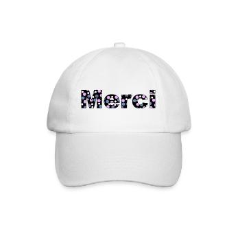 Danke, mit Buchstaben in Farben mit Punkten im Idiom - Baseballkappe - Weiß/Weiß - Vorne