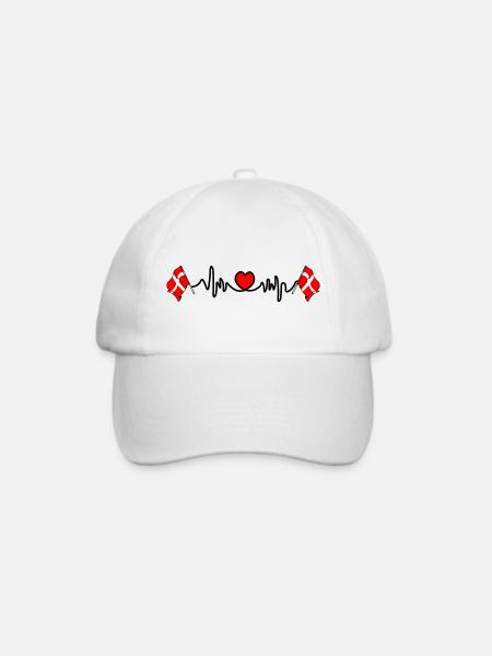 Herzfrequenz-Cardio für Dänemark - Baseballkappe - Weiß/Weiß