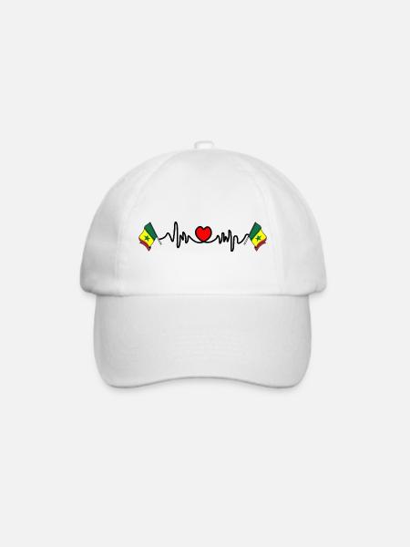 Herzfrequenz-Cardio für Senegal - Baseballkappe - Weiß/Weiß
