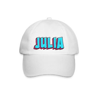 Namen Motiv: Julia - Baseballkappe - Weiß/Weiß - Vorne