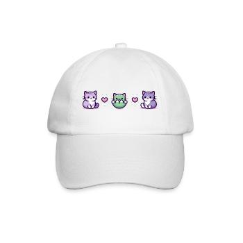 Drei Katzen mit kleinem Herz - Baseballkappe - Weiß/Weiß - Vorne