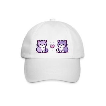 Katzen mit kleinem Herz - Baseballkappe - Weiß/Weiß - Vorne