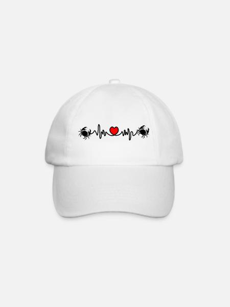 Herzfrequenz Kardio Krebs Krebs - Baseballkappe - Weiß/Weiß