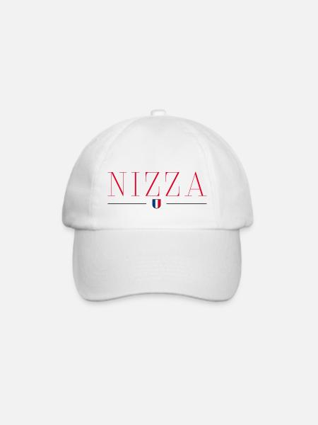 Nizza, Frankreich Stil Design T-Shirt - Baseballkappe - Weiß/Weiß